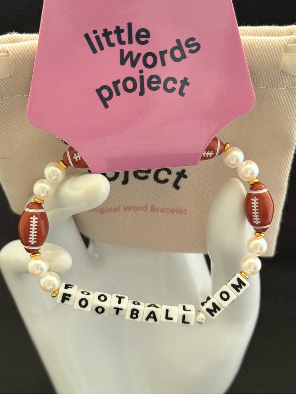 Little Words Project “Football Mom” Beaded Stretch Bracelet